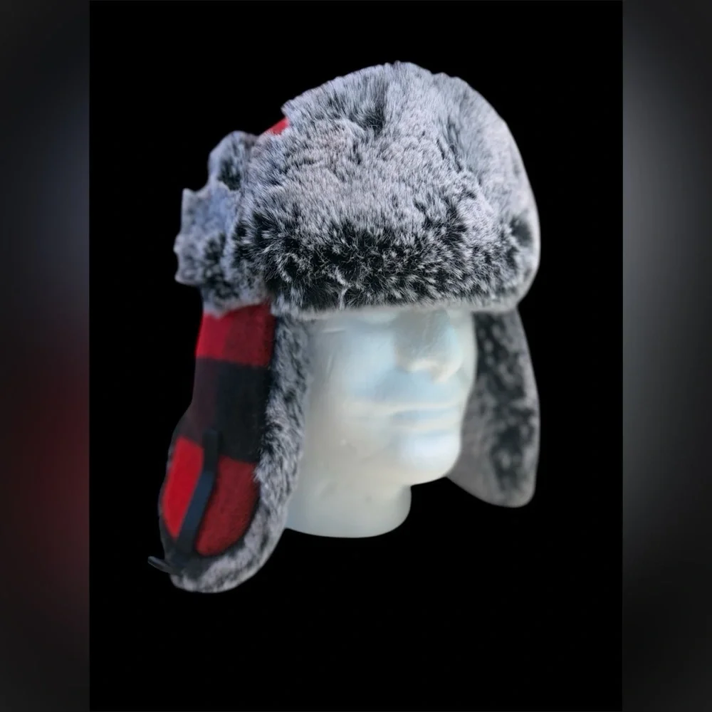 Red and Black Plaid Trapper Hat